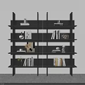 Modern Open Bookshelf Interior With Multiple Shelves Books And Decorative Items 3d model