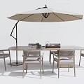 Modern Outdoor Table And Chairs Set With Round Top And Large Umbrella For Patio
