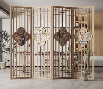 New Chinese-style screen partition screen 3d model