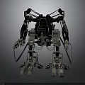 Sci Fi Mechanical Bionic Creature Character With Industrial Metal Limbs And Articulated Claws