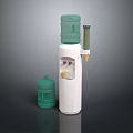 Household Electrical Appliance Water Dispenser with Two Green Water Buckets and White Body