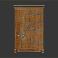Vintage Wooden Cabinet With Metal Straps Lock And Decorative Legs Design