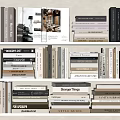 Neatly Arranged Books and Magazines on White Bookshelf with Various Titles and Sizes