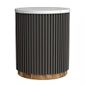 Dark Gray Fluted Side Table With White Marble Top And Golden Base 3d model