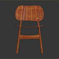 Modern Wooden Chair With Vibrant Orange Color And Unique Backrest Design