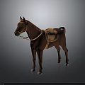 Realistic Brown Horse With Elegant Saddle And Bridle Detailed