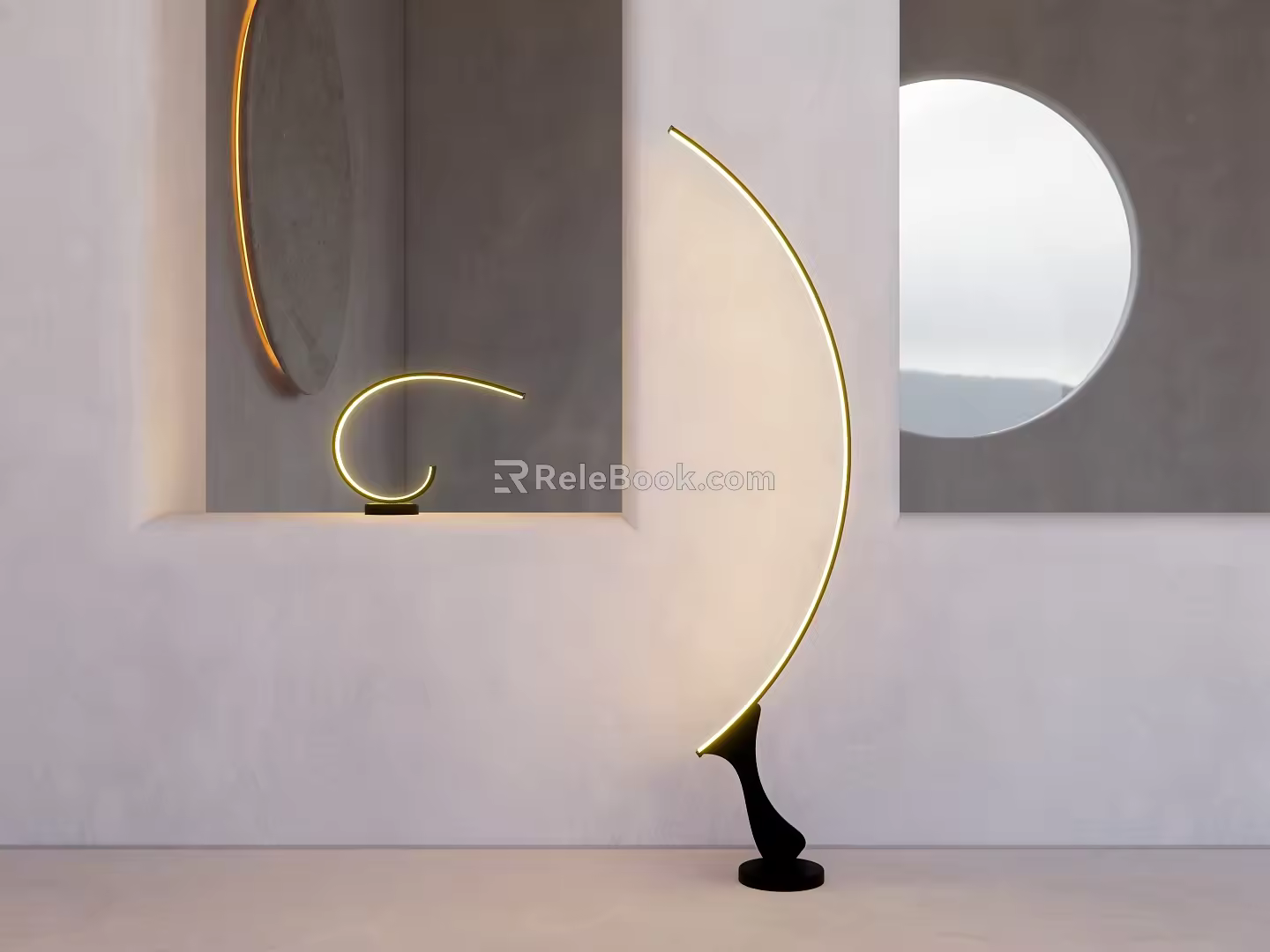 Modern lamp combination line floor lamp table lamp combination 3d model