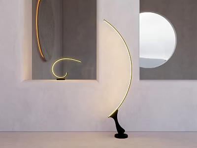Modern Curved Floor Lamp Lighting Combination With Mirror Reflection And Soft Glow 3d model