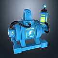 Blue Charge Equipment With Lightning Symbol Yellow Component Black Hose And Stable Base