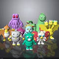 Cute Colorful Character Creature Dolls with Various Shapes Different Colors and Patterns