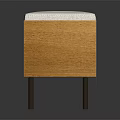 Modern Wooden Bench With Rattan Storage Drawers And Upholstered Padded Seat