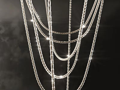 Luxurious Crystal Chandelier With Multiple Sparkling Chains On Dark Background 3d model