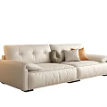 White Leather Two-seater Sofa With Modern Design And Decorative Pillows