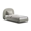 Upholstered Single Bed With Arched Headboard Light Gray Minimalist Design 3d model