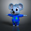 Adorable 3D Koala Character Wearing Blue Onesie With Green Stars And Arms Outstretched