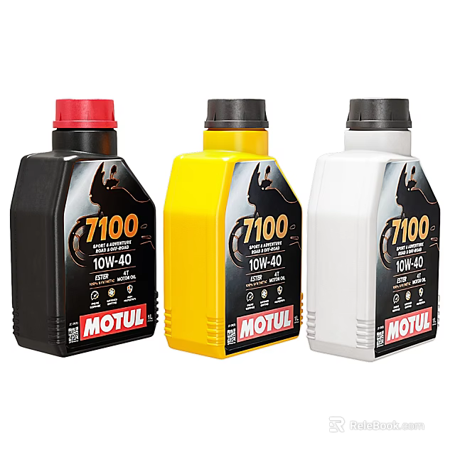 Motorcycle Engine Oil MOTUL 7100 10W40 in Black Yellow White Bottles 3d model 