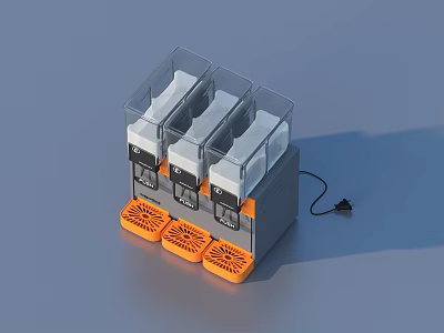 Stacked Electrical Device With Transparent Containers And Orange Base Components 3d model