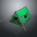 Modern Green Grid Structure Furniture With Transparent Panels And Stable Support Frame