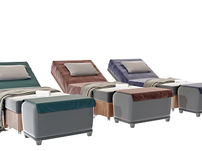 Contemporary Massage Bed with Ottoman in Green Brown Blue and Comfortable Upholstery 3d model
