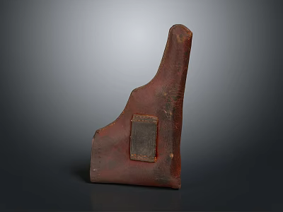 Vintage Brown Leather Holster With Worn Texture And Square Patch 3d model