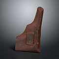 Vintage Brown Leather Holster With Worn Texture And Square Patch 3d model