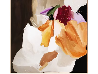 Abstract Painting With Bold Brushstrokes And Vibrant Hues Of White Orange Yellow Purple Green 3d model