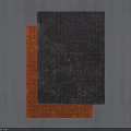 Two Black and Orange Square Rugs Overlapping on Gray Floor Surface 3d model