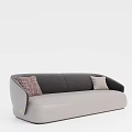 Modern Two Seater Sofa In Gray And Beige With Patterned And Plain Decorative Pillows 3d model