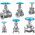 Industrial Valves With Silver Metal Body And Blue Handles Various Designs