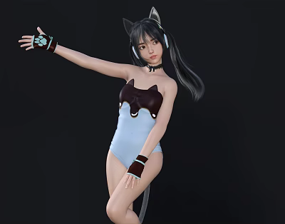Modern Game Character Woman 3d model Modern Game Character Woman 3d model