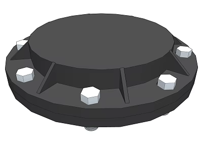 Industrial Hardware Tools Black Circular Base With White Hex Nuts 3d model