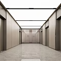 Modern Elevator Hallway Design With Metal Doors Smooth Floor And White Ceiling Lighting 3d model