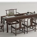 Traditional Chinese Wooden Tea Table And Chairs With Cushioned Seats And Tea Decor
