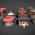 Ancient Architecture Pavilions With Multiple Models Various Roof Styles And Colorful Designs