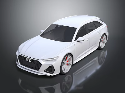 White Audi Sporty Wagon With Sleek Design And Red Brake Calipers 3d model