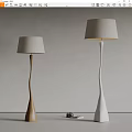 Unique Shape Floor Lamps In Wooden And White With Curved Design For Modern Interior