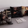 Decorative Throw Pillows With Monkey Warrior Character Design Ancient Architecture And Sunset Scene 3d model
