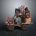 Handmade Decorative Vehicle With Horn Boxes Graffiti And Vintage Style Design
