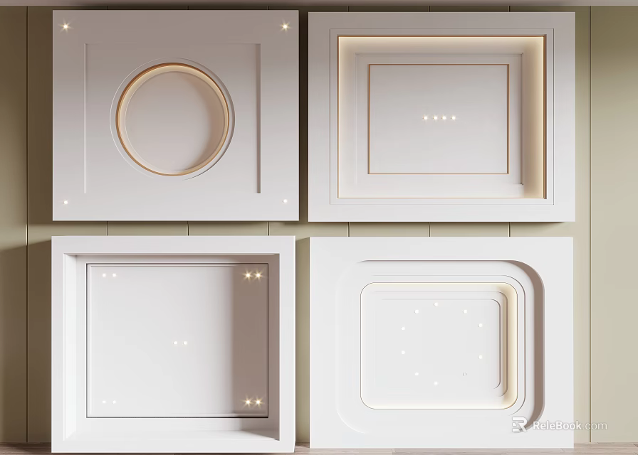 Various Ceiling Design Styles With Integrated Lighting 3d model 