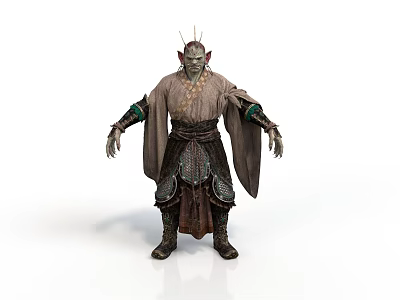 Male Fantasy Character With Pointed Ears Small Horns And Robe Armor Design 3d model