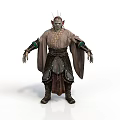 Male Fantasy Character With Pointed Ears Small Horns And Robe Armor Design