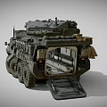 Military Wheeled Combat Tank With Cannon Storage Compartments And Equipment