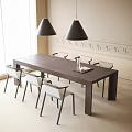 Modern Dining Table and Chair Combination Dining Chair Single Chair Chandelier 3d model
