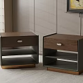Modern Nightstands With Single Drawer Open Shelf Dark Wood Gray And Gold