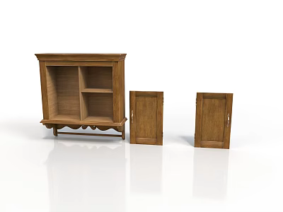 Traditional Wooden Furniture Set With Shelf Cabinet And Small Storage Doors 3d model