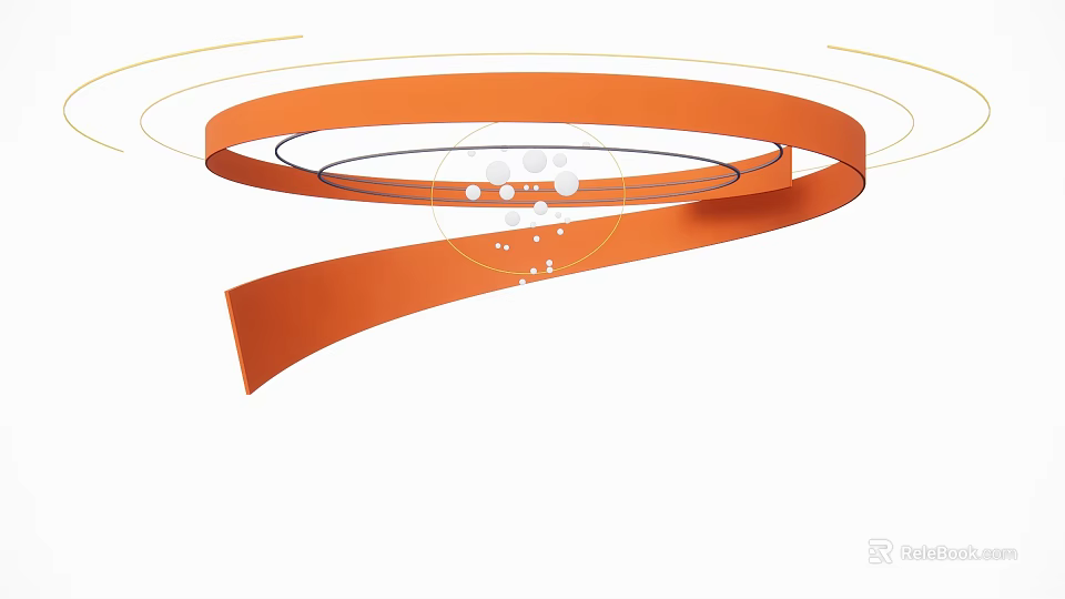 Modern Orange Curved Exhibition Booth With Circular Lines And White Dots 3d model 