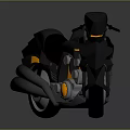 Futuristic Black And Orange Motorcycle With Sleek Streamlined Design And Reflective Surface
