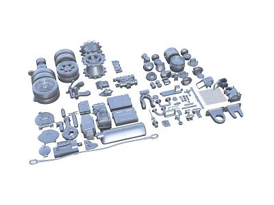 Industrial Equipment Mechanical Parts Including Gears Valves Metal Components And Machinery Pieces 3d model