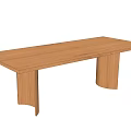 Modern Bamboo Dining Table With Rectangular Top And Curved Legs Design 3d model