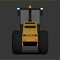Yellow CAS Construction Road Roller With Large Drum And Black Cab 3d model